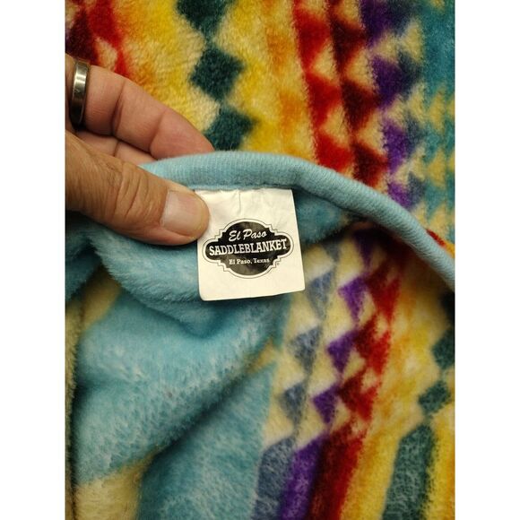 EL PASO SADDLE BLANKET CO  PLUSH QUEEN SIZE FLEECE BLANKET RARE 79" W X 95" L - Picture 6 of 7